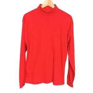 Vintage 80s Meister Men's Large Red 100% Cotton Long Sleeve Turtleneck Shirt